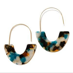 Blue & Brown Acrylic Hoop Earrings